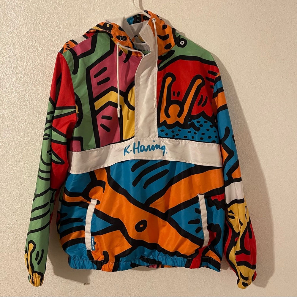 Members Only Keith Haring Windbreaker Jacket Multicolor Unisex Size Medium